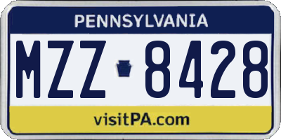 PA license plate MZZ8428
