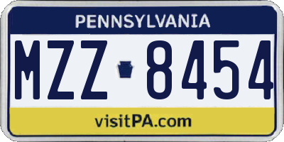 PA license plate MZZ8454