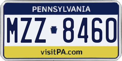 PA license plate MZZ8460