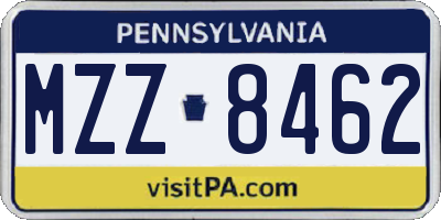 PA license plate MZZ8462