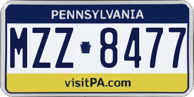 PA license plate MZZ8477