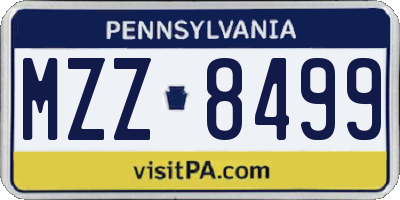PA license plate MZZ8499