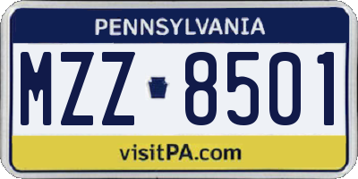 PA license plate MZZ8501