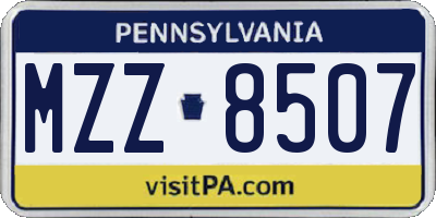 PA license plate MZZ8507