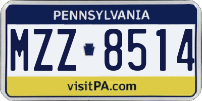 PA license plate MZZ8514