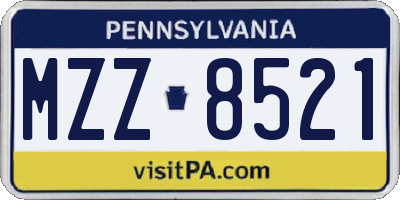 PA license plate MZZ8521