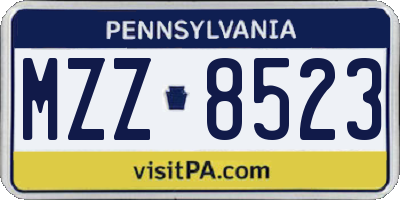 PA license plate MZZ8523