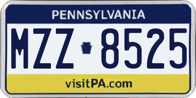 PA license plate MZZ8525