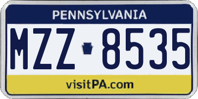 PA license plate MZZ8535