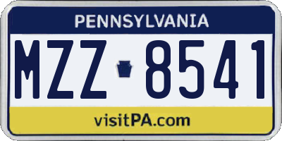 PA license plate MZZ8541