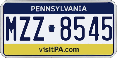 PA license plate MZZ8545