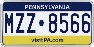 PA license plate MZZ8566