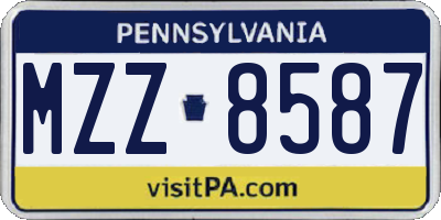 PA license plate MZZ8587