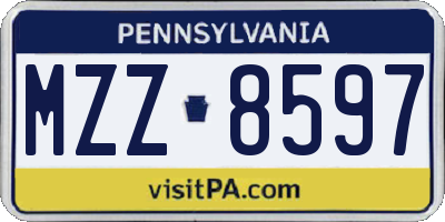 PA license plate MZZ8597