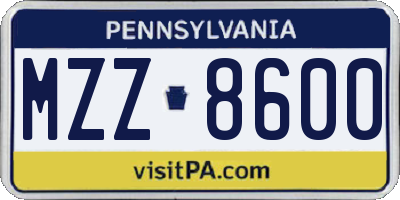 PA license plate MZZ8600