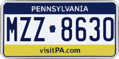 PA license plate MZZ8630