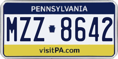 PA license plate MZZ8642