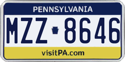 PA license plate MZZ8646