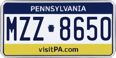 PA license plate MZZ8650