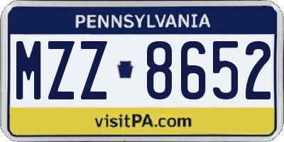 PA license plate MZZ8652