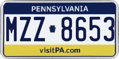PA license plate MZZ8653