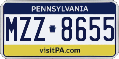 PA license plate MZZ8655