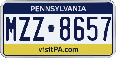 PA license plate MZZ8657
