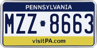 PA license plate MZZ8663