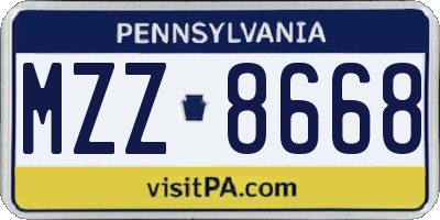 PA license plate MZZ8668