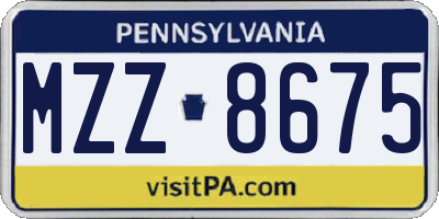 PA license plate MZZ8675