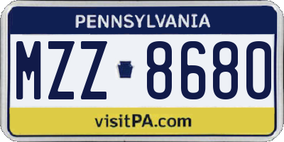 PA license plate MZZ8680