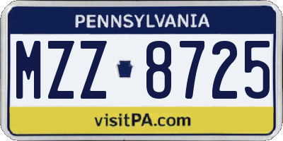 PA license plate MZZ8725