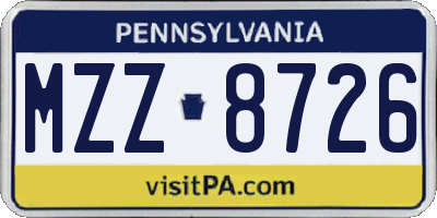 PA license plate MZZ8726
