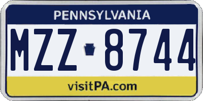 PA license plate MZZ8744