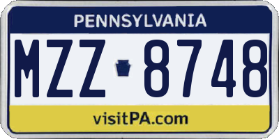 PA license plate MZZ8748