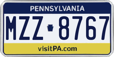 PA license plate MZZ8767