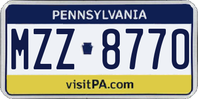 PA license plate MZZ8770