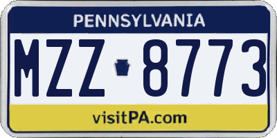 PA license plate MZZ8773