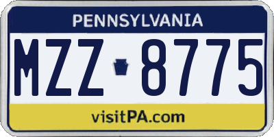 PA license plate MZZ8775