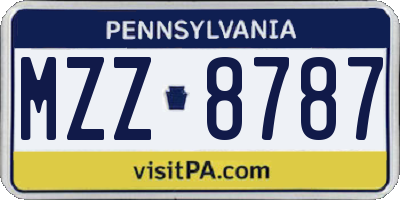 PA license plate MZZ8787