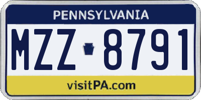 PA license plate MZZ8791