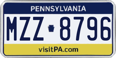 PA license plate MZZ8796
