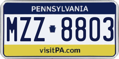 PA license plate MZZ8803