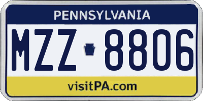 PA license plate MZZ8806