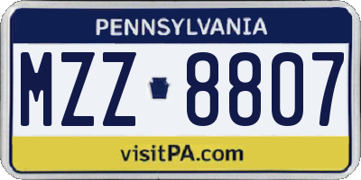 PA license plate MZZ8807