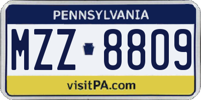 PA license plate MZZ8809
