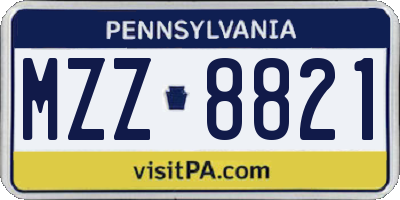 PA license plate MZZ8821