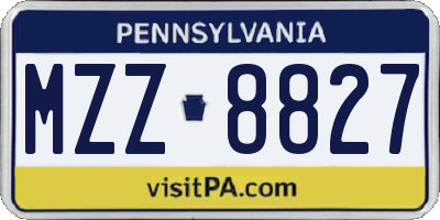 PA license plate MZZ8827