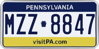 PA license plate MZZ8847
