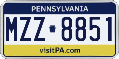 PA license plate MZZ8851